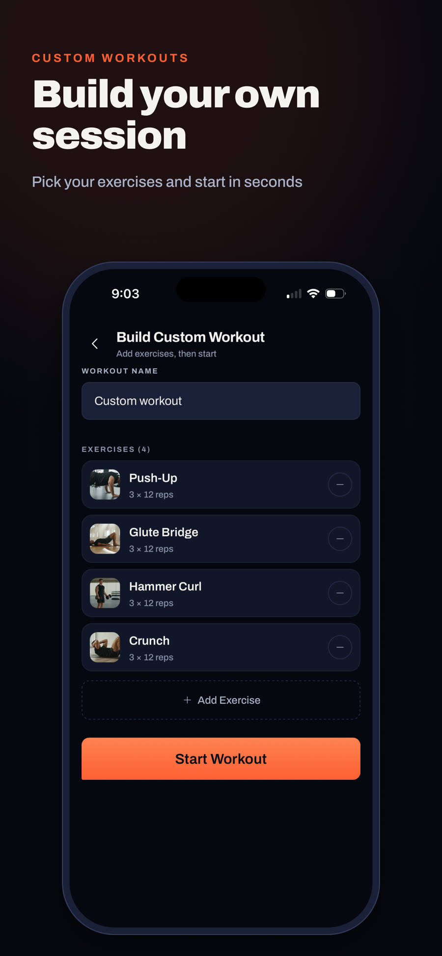 Fit Forged custom workout builder