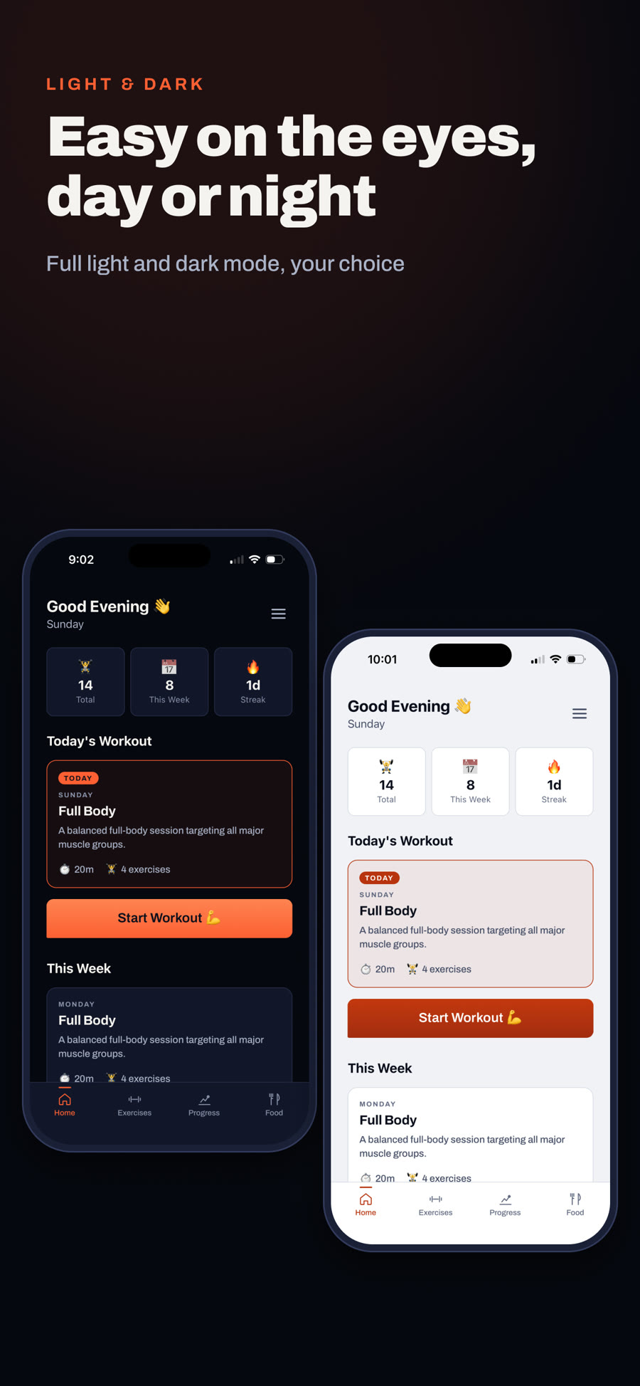 Fit Forged in light and dark mode